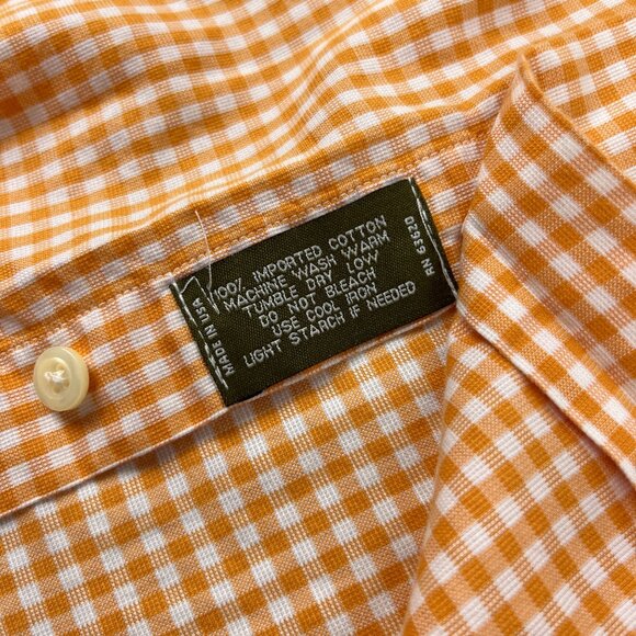 Gitman Bros. Shirt Mens M Long Sleeve Button Down Orange Gingham Plaid USA Made - Picture 6 of 9